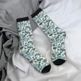 thumbnail image 5 of Daiia Flowers In Vintage Print Crew Socks – Soft Breathable Long Socks for Men & Women, Moisture-Wicking & Comfortable Daily Wear Socks, One-Size Fits Most (US 5-11), 5 of 6