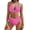 002 Pink, variant on Hvot&aat Women High Waisted Bikini Sets Deep V-Neck Halter Ruched Bathing Suits Solid Color Swimsuits