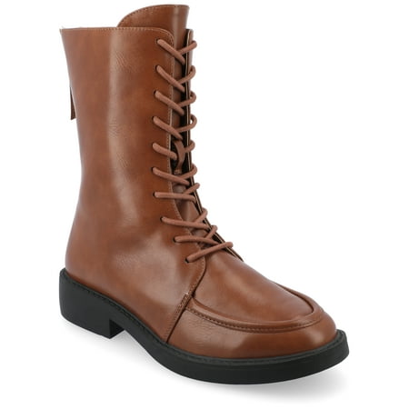 

Journee Collection Womens Tru Comfort Foam Nikks Lace Up and Zip Entry Almond Toe Booties