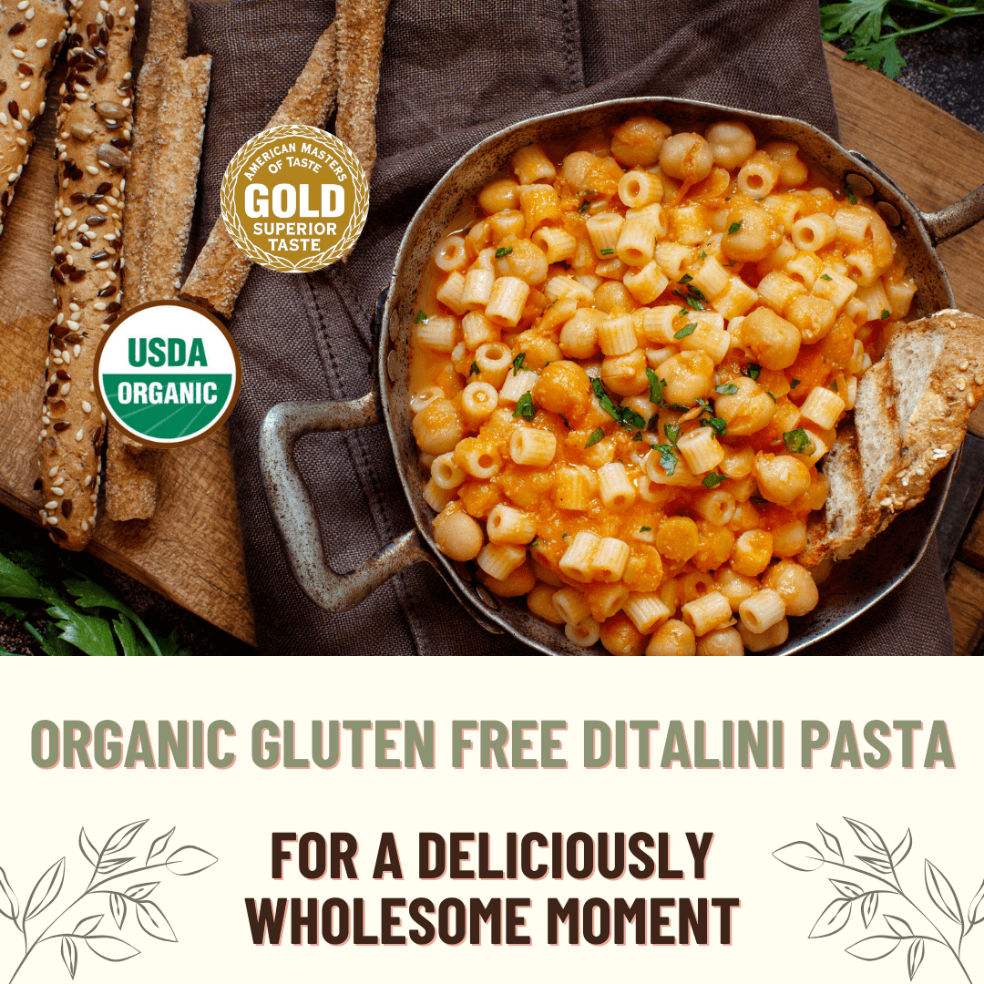 Pasta, Ditalini 5/5LB BAGS Certified Gluten Free, USDA Organic & GMO Free,  Wheat & Corn-Free, Made w/3 Ingredients -Mountain High Organics
