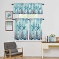 thumbnail image 4 of Kitchen Window Curtains Valance and Tier Set, Marine Life Starfish Coral Seaweed Rod Pocket Tier Curtain Valance Set, Watercolor Undersea World Light Filtering Cafe Curtains for Bedroom Living Room, 4 of 9