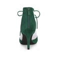 thumbnail image 2 of BLISSFUL STEP Women Mesh Lace Up Stiletto Heels Ankle Boots Green 7.5, 2 of 6