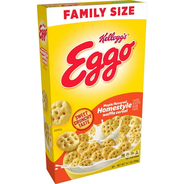 Kellogg's Eggo, Breakfast Cereal, Maple Flavored Homestyle Waffle, Family Size, 14.1 Oz