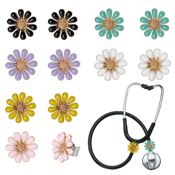 1 Set 12pcs 6 Colors Daisy Stethoscope Charms 0.6x0.7 inch Flower Stethoscope Tag Stethoscope Adjustable ID Tag Charms Stethoscope Charms Stethoscope Accessories for Doctor Nurse Medical Assistant