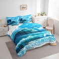 thumbnail image 2 of Manfei Large Ocean Wave 7-Piece Twin Bedding,Bright Cloud Bedding Comforter Set,White Blue,Colorful Stars Reversible, 2 of 8