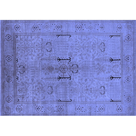 Ahgly Company Indoor Rectangle Oriental Blue Industrial Area Rugs, 8' x 10'