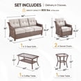 thumbnail image 6 of PARKWELL 5 Pieces Outdoor Patio Furniture Set,Luxury 6" Thick Conversation Set with Swivel Glider Chairs,All-Weather Seating Furniture Set for Backyard Deck, Brown/Beige, 6 of 17