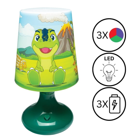 Lexibook Dinosaur Mini Cordless Bedside Lamp & Nightlight, for Kids