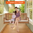 thumbnail image 5 of Costway 2-Person Hanging Porch Swing Wood Bench with Cushion Curved Back Outdoor Natural, 5 of 10
