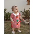 thumbnail image 6 of BemeyourBBs Kids Toddler Baby Girl Back to School Dress Outfit Pre Kindergarten Outfits Little Girl Summer Plaid Gingham Dress Puff Short Sleeve Doll Collar Apple Embroidery A-line Dress, 6 of 9