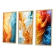 thumbnail image 3 of Designart "Orange Turquoise Liquid Art Vibrant II" Abstract Shapes Framed Wall Art Set Of 3 - Blue Transitional Frame Gallery Set For Office Decor, 3 of 6