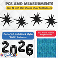 thumbnail image 4 of PMU 12 Pc Set Graduation Decorations | Number Balloons 2026 Black with Teal Curtain Backdrop and Star Mylar | 2026 Graduation Party Decorations | Party Supplies, 4 of 6