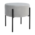 thumbnail image 4 of SAFAVIEH Lisbon Round Ottoman Grey / Black, 4 of 9