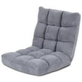 thumbnail image 2 of Topbuy Lazy Recliner Coral Velvet Polyester Gaming Chair with Adjustable Arms, Grey, 2 of 8