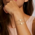 thumbnail image 3 of Turandoss 14K Gold Plated Dainty Charm Disc Pearl Initial Link Bracelet for Women Girls Letter A-Z Jewelry Personalized Birthday Gift for Women Friend, 3 of 8