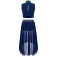 thumbnail image 2 of Haitryli Girls Jazz Latin Ballet Costume 2 Piece Modern Dancing Clothes Dance Outfits Set Irregular Skirts Set Navy Blue 14, 2 of 3