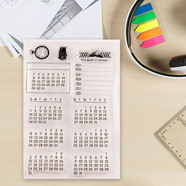 1 Set Diy Planner Perpetual Calendar Design Transparent Stamp For  Repetitive Use