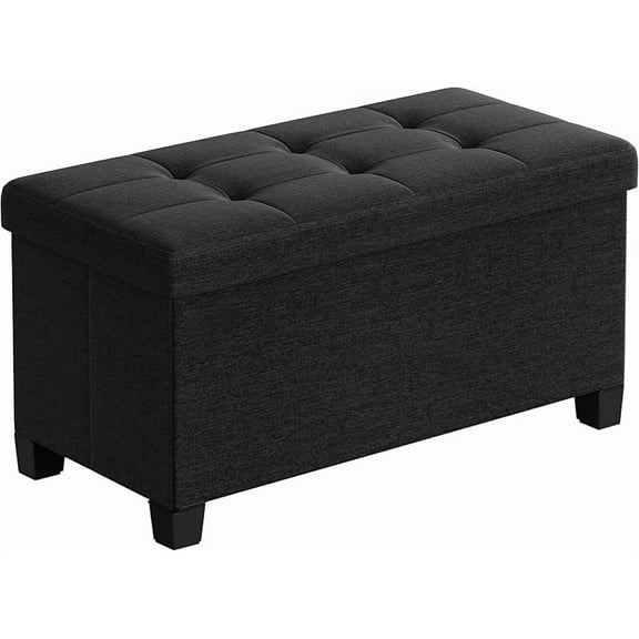 Storage Ottoman Bench, Foldable Foot Rest with Legs, 15 x 30 x 15.2 Inches, End of Bed Bench, Storage Chest, Load up to 660 lb, for Living Room, Bedroom, Entryway, Ink Black ULSF016B01