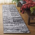 thumbnail image 2 of SAFAVIEH Rumi Barrett Striped Polyester Shag Runner Rug, Charcoal/Ivory, 2'2" x 8', 2 of 7