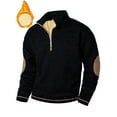 thumbnail image 5 of YLSDY Men's Quarter Zip Thermal Fleece Lined Sweater,Winter Lightweight Soft Pullover Outdoor Athletic Lapel Sweatshirt Black L, 5 of 6