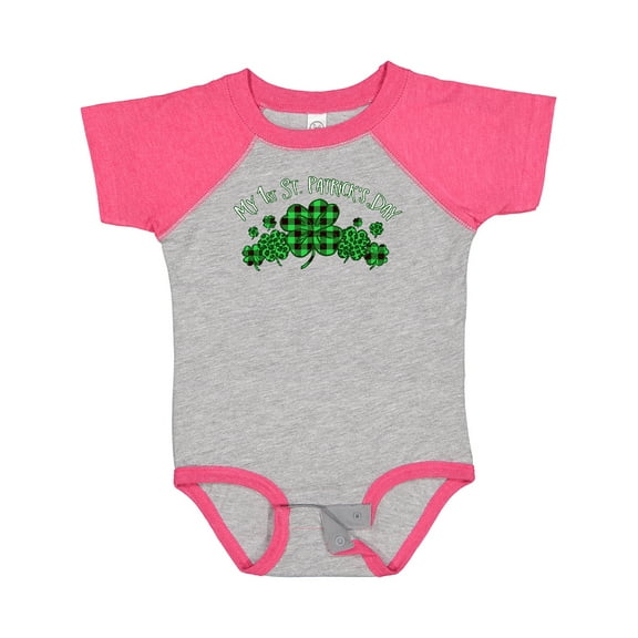 Inktastic My 1st St. Patrick's Day with Plaid Shamrocks Boys or Girls Baby Bodysuit