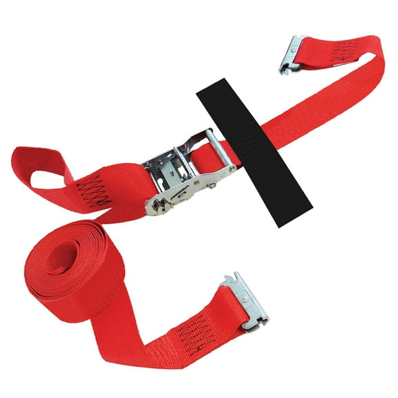 SNAP-LOC E Track Ratchet Straps with Hook & Loop Storage Fastener, Heavy Duty Polyester Construction, 2" x 16 ft Ratchet, 4,400 lb Break, 18 inch Lead End, E-Track Straps Accessories, Red