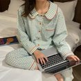 thumbnail image 4 of 2024 ropa de dormir pijamas coreanos mujeres verano lindo corazón estampado pijamas manga larga Pijama conjunto femenino bata cárdigan traje, 4 of 5