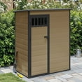 thumbnail image 2 of Dextrus 5x3FT Outdoor Storage Shed with Windows, Floor, Lockable Doors, Waterproof Plastic, Brown, 2 of 8