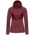 thumbnail image 2 of Little Donkey Andy Womens Insulated Hiking Jacket Warm Sherpa Fleece Zip Up Running Hybrid Jacket Hooded Light Soft Dark Red XL, 2 of 7