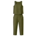 thumbnail image 5 of Womens 2 Piece Sleeveless Tops Sets Summer Outfits 2026 Two Piece Lounge Set Fashion Women Casual Solid 3/4 Pants Pockets Pants Suit, 5 of 5