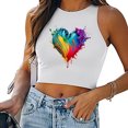 thumbnail image 2 of Gibobby Camiseta sin mangas informal de verano para mujer, camiseta sin mangas con cuello , camiseta corta ajustada, camiseta sin mangas estampada para verano(Amarillo,G), 2 of 5
