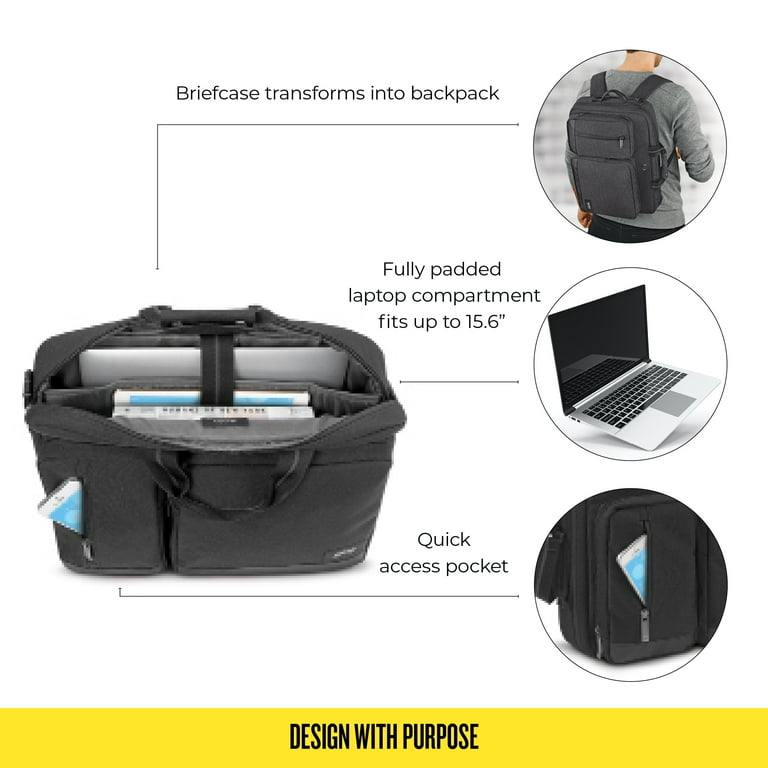 Solo New York Duane Hybrid Briefcase Backpack, Gray, Laptop Solo New York Duane Hybrid Briefcase Backpack, Gray, Laptop