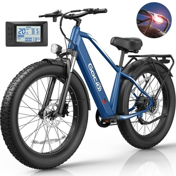 Gocio Electric Bike for Adults, 26"x4.0" Fat Tire Mountain Ebike, 1000W Peak Motor, 48V 15Ah Battery, 28 Mph, 7-Speed Off-Road , UL2849