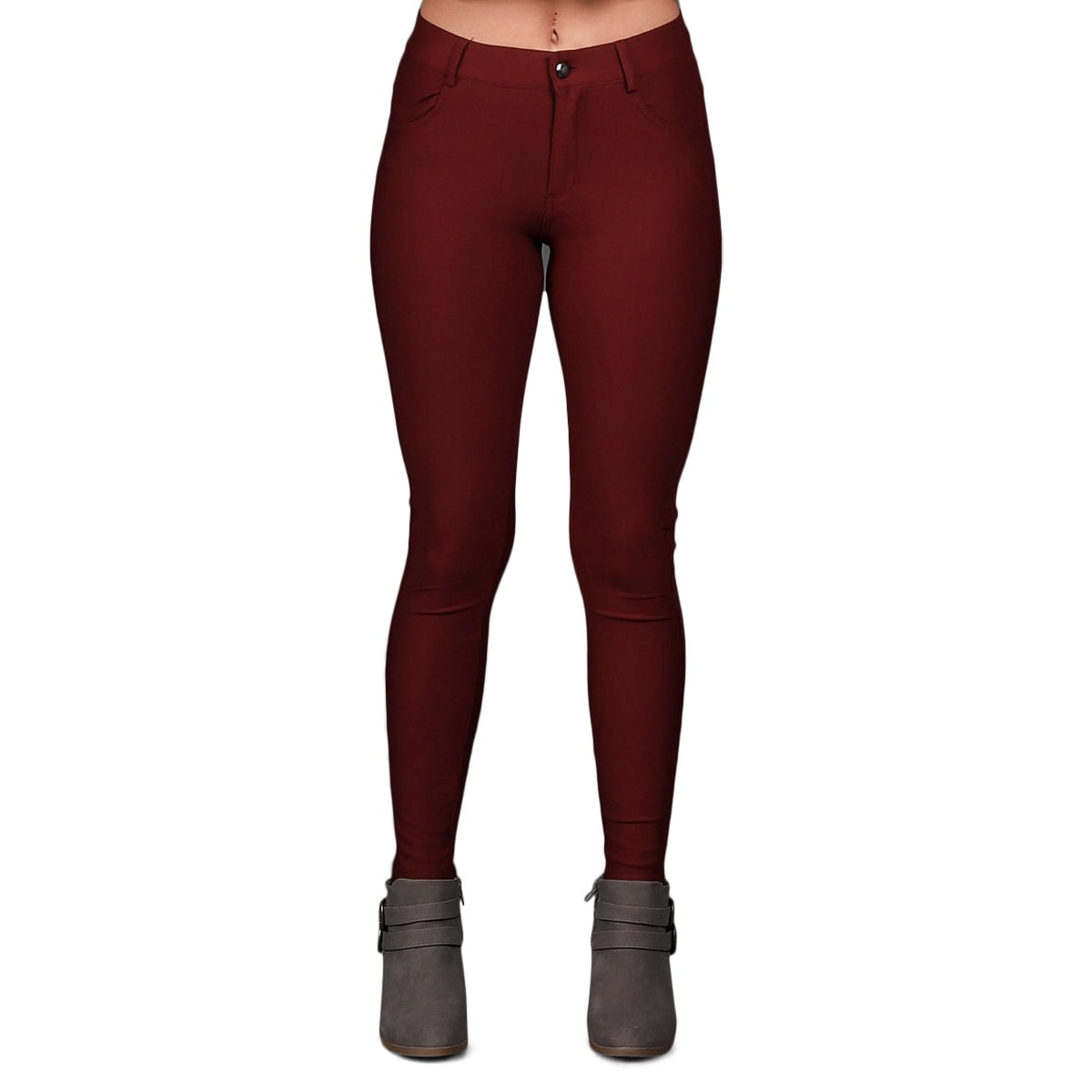 burgundy jeggings walmart