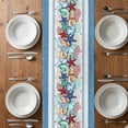 thumbnail image 6 of Green Starfish Summer Table Runner - 120 Inch Long, Kitchen Dining Table Runner Dresser Scarves, Ocean Coral Conch Blue Shells Farmhouse Decor for Coffee Tables Wedding Party Banquet, 6 of 8