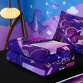 thumbnail image 5 of meiyoeat Heart Initial B Zipper Twin Comforter Sets With Fitted Sheet And 2 Pillowcases,Purple Butterfly Flower Blossom Zipper Bedding Set For Girl,Black Reversible,4 Pieces, 5 of 7