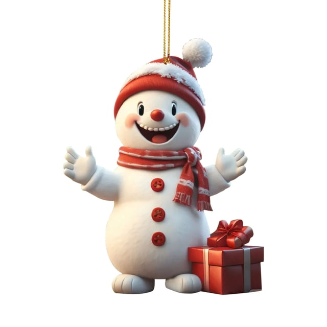 Adornos navideños de muñeco de nieve de acrílico Colgante navideño plano de acrílico Colgante de árbol de Navidad