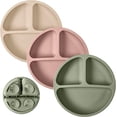 thumbnail image 1 of Suction Plates for Babies & Toddlers | 100% Silicone | Plates Stay Put with Suction Feature | Divided Design | Microwave & Dishwasher Safe | 3 Pack, 1 of 5