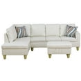 thumbnail image 4 of Miekor Furniture Modern Faux Leather Sectional Couch with Chaise and Ottoman-Large 3 Piece Sofa Set for Living Room-L-Shaped Left-Facing Sofa Furniture-Wood Frame-Sectional Sofa Set of 3 White B3A461, 4 of 8