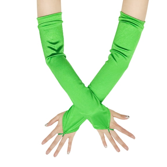 Women Long Fingerless Gloves for Wedding Prom Satin Bridal Party Gloves for Lady