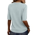 thumbnail image 5 of Sweaters for Women Half Short Sleeve V Neck Solid Color Lightweight Base Sweater Jumpers Winter Pullover Fall Casual Sweater for Women Spring & Autumn Womens Tops Mint Green L, 5 of 5