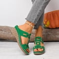 thumbnail image 2 of Women's Wedge Sandals Open Toe Slip On Wide Width Slides Breathable Non Slip Summer Walking Wedges Slippers Green Size 7, 2 of 9