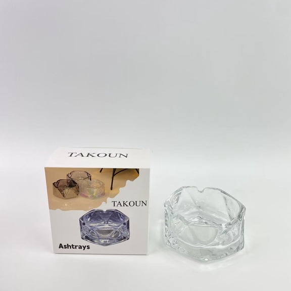 TAKOUN ashtrays for smokers,Heavy Glass Ashtray,1 Pack, for Home Decor and Father's Day Gift, Round Glass Ashtray Set