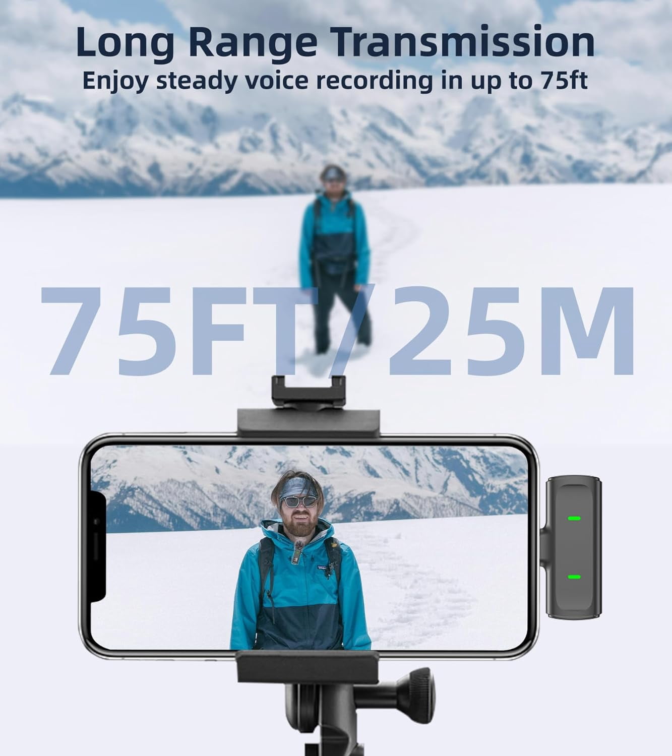 Wireless Lavalier Microphone for iPhone USB C Lav Mic for iPhone 17 16 Android Phone Microphone Video Recording TikTok Vlog Noise Canceling Clip On Microphones with Charging Case 35H Battery Life