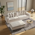 thumbnail image 4 of Modern 110" Modular Sectional Sofa with Chaise, Fluffy Corduroy Cloud L Shaped Couch with Deep Seats for Living Room (Beige), 4 of 9