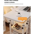 thumbnail image 4 of EastVita Blanc 60 x 40 cm - Table en C à Hauteur Réglable avec Roues - Table d'Appoint Mobile pour Collation avec Planche à Dessin Inclinable - Canapé, Table de Chevet, Support pour Portable, Plateau Télé en Forme de C avec Étagères de Rangement, 4 of 8