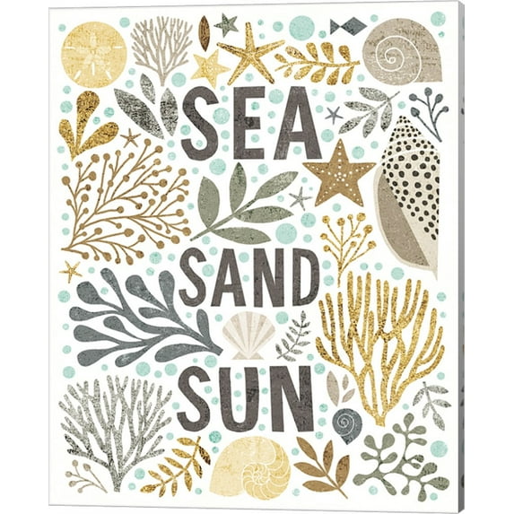 Under Sea Treasures III Gold Neutral by Michael Mullan, Canvas Wall Art, 16W x 20H