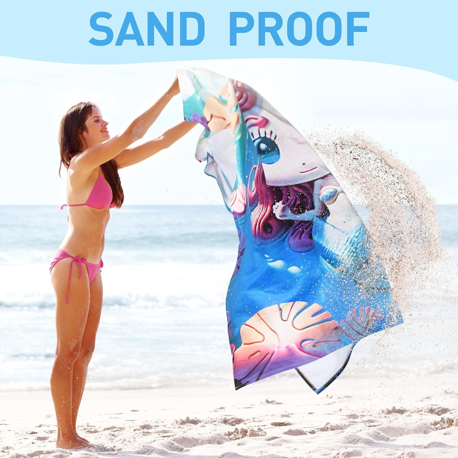 Tirrinia Lightweight Beach Poncho Towel with Hood for Adult, Quick Dry, Travel Surfer Pool