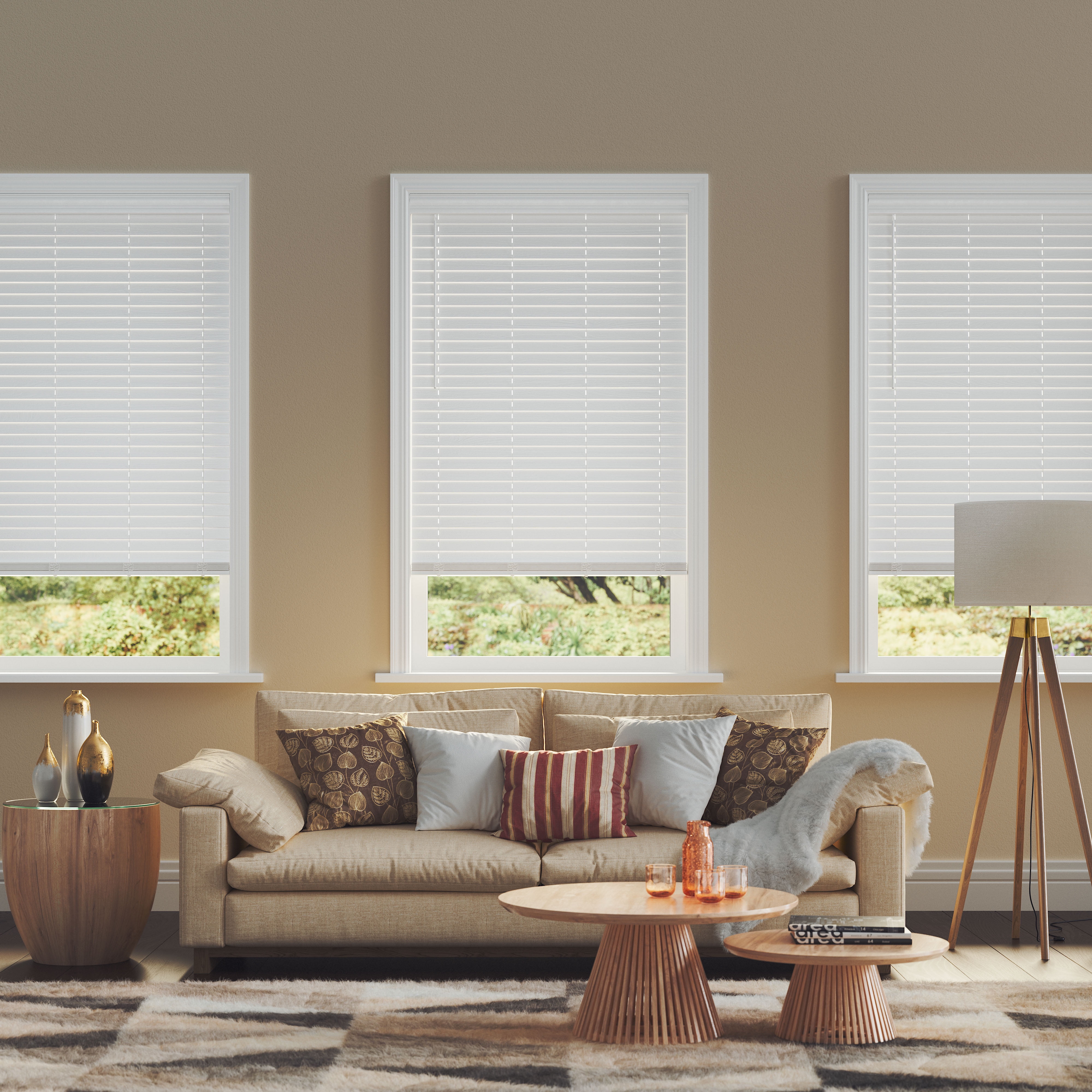 Lumino 2" Room Darkening Faux Wood Textured Slat Blinds, Crisp White, 70"W x 36"H