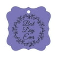 thumbnail image 1 of Darling Souvenir Custom Best Day Ever Wedding Party Tags Leaf Wreath Hang Tags-Lavender-50 Tags, 1 of 1